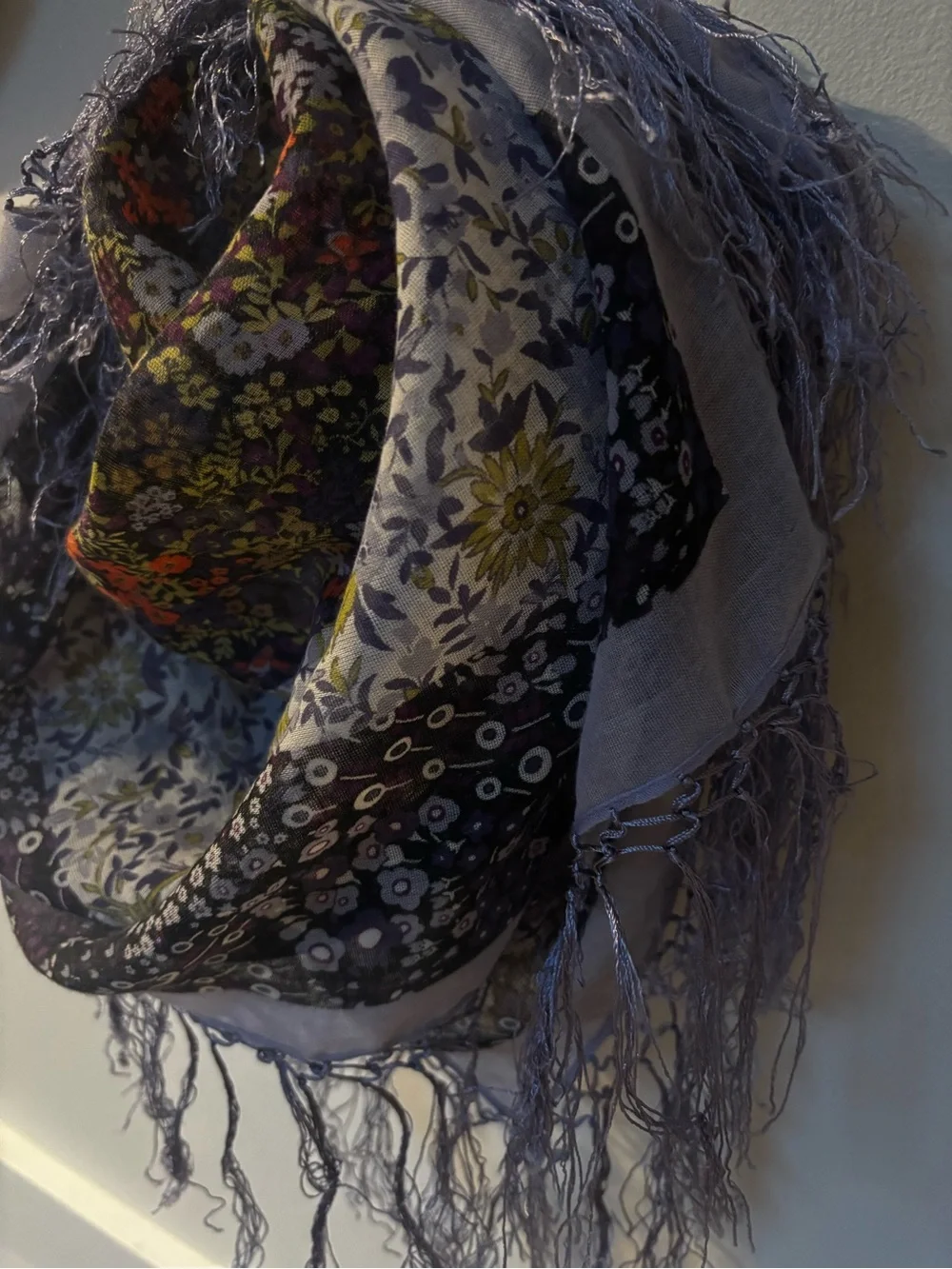 Large floral tassels square scarf